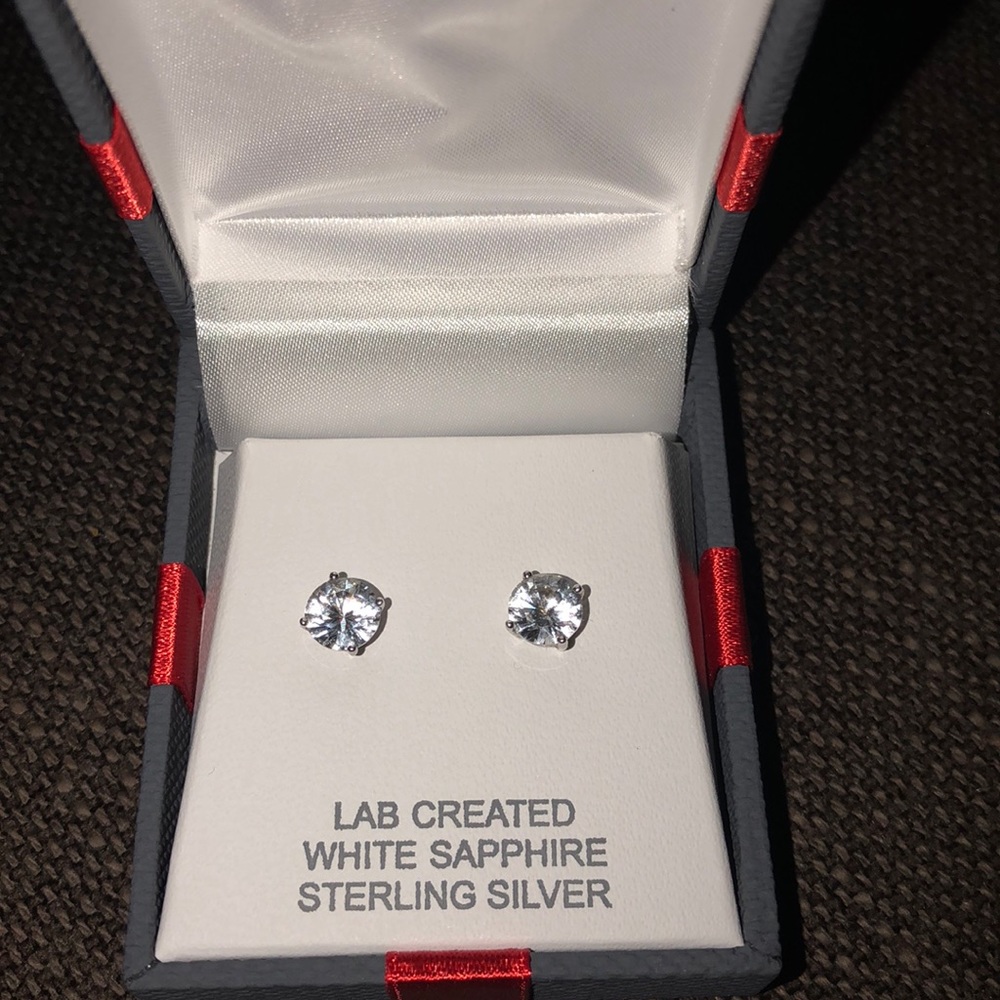 Lab Created White Sapphire Sterling Silver Earring